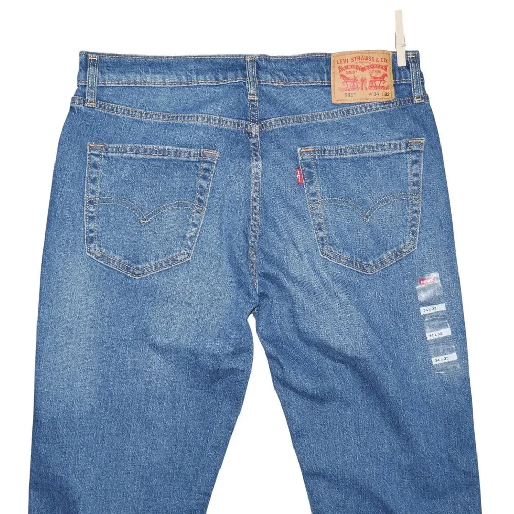 Levi's 511 Slim Fit Jeans Men's Size 34x32 Stretch Denim Dark Wash NWT
